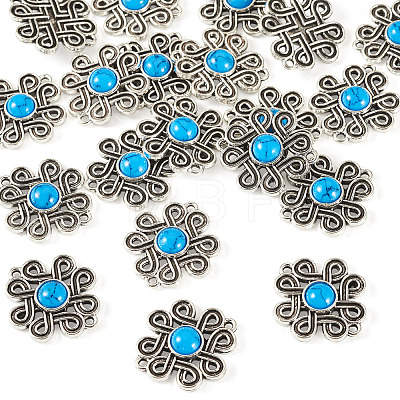 Tibetan Style Alloy with Resin Imitation Turquoise Connector Charms FIND-TAC0035-47AS-05-1