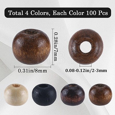 400Pcs 4 Styles  Natural Wood Beads WOOD-GF0002-15A-1