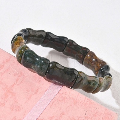 Bamboo Natural Indian Agate Beads Stretch Bracelets for Women Men BJEW-K304-01A-1