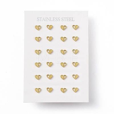 Vacuum Plating 304 Stainless Steel Tiny Heart Stud Earrings for Women EJEW-P212-04G-1