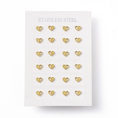 PVD Vacuum Plating 304 Stainless Steel Tiny Heart Stud Earrings for Women EJEW-P212-04G-1