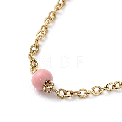 Vacuum Plating Golden 304 Stainless Steel with Enamel Satellite Chain Necklaces NJEW-G117-01G-1