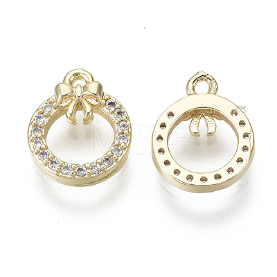Brass Micro Pave Clear Cubic Zirconia Charms X-KK-S348-520-NF-1