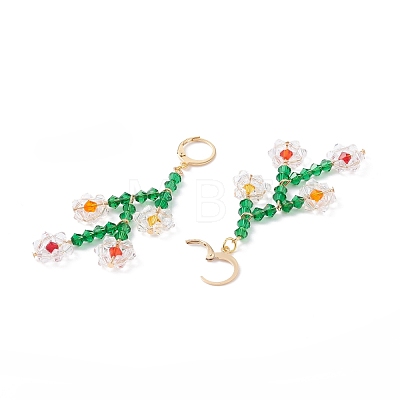 Sparkling Faceted Beaded Flower of Life Dangle Hoop Earrings for Girl Women X1-EJEW-TA00022-1