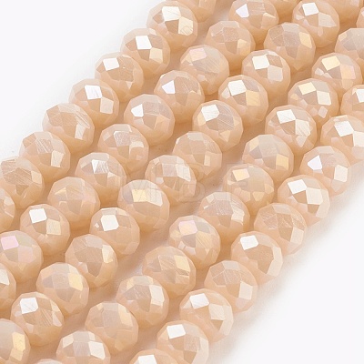 Electroplate Glass Beads Strands X-GLAA-K027-FR-B01-1