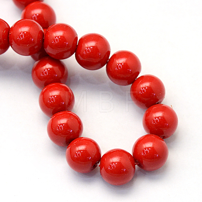 Baking Painted Pearlized Glass Pearl Round Bead Strands HY-Q330-8mm-55-1