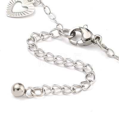 Non-Tarnish 304 Stainless Steel Cable Chain Hollow Charm Bracelets BJEW-P334-10A-P-1