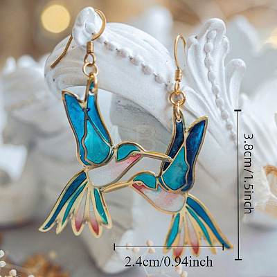 Alloy Enamel Bird Dangle Earrings for Women WGBA97F-01-1