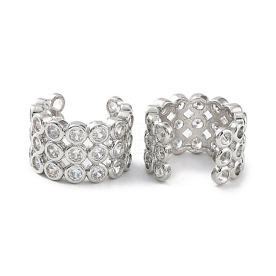 Brass Micro Pave Cubic Zirconia Cuff Earrings for Women EJEW-D088-08P-1