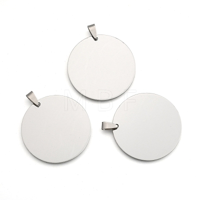 Non-Tarnish 201 Stainless Steel Flat Round Stamping Blank Tag Pendants STAS-S030-10-1