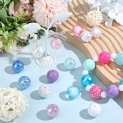 Round Resin Rhinestone & Acrylic & ABS Plastic Imitation Pearl Beads Findings Kits RESI-PA0001-42-1