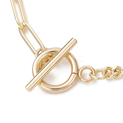 Brass Flat Round with Word Love & Heart Charms Bracelets BJEW-JB13482-1