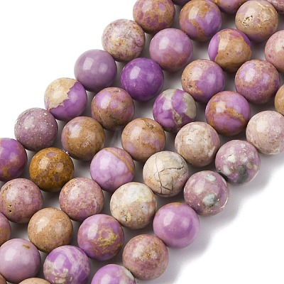 Natural Lepidolite/Purple Mica Stone Beads Strands G-K401-A01-10mm-1