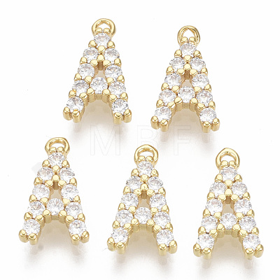 Brass Micro Pave Cubic Zirconia Charms KK-T060-05-G-NF-1