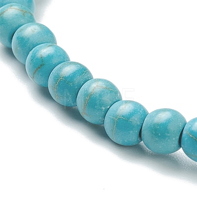 Synthetic Turquoise Beaded Stretch Bracelets BJEW-D446-A-18-1