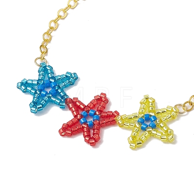 Triple Glass Seed Beads Star Link Bracelets BJEW-MZ00069-1