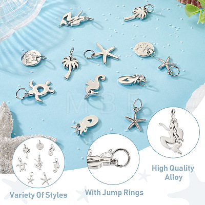 32pcs 8 Style Rack Plating Alloy Pendants FIND-EL0001-04-1