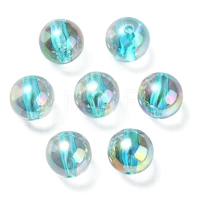 UV Plating Transparent Rainbow Iridescent Acrylic Beads OACR-F004-01F-1