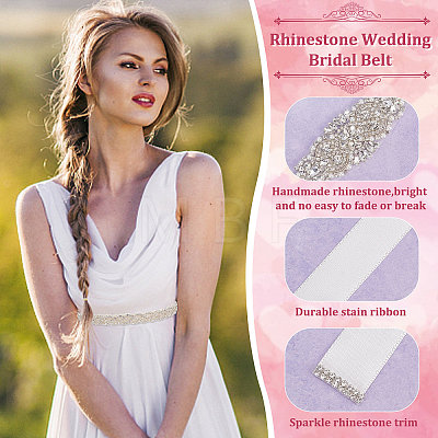 3Pcs 3 Style Crystal Rhinestone Wedding Bridal Belt AJEW-CP0001-67-1
