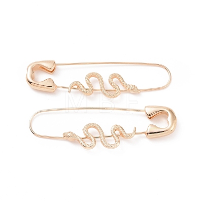 Alloy Safety Pin with Snake Hoop Earrings for Women EJEW-E176-01KCG-1