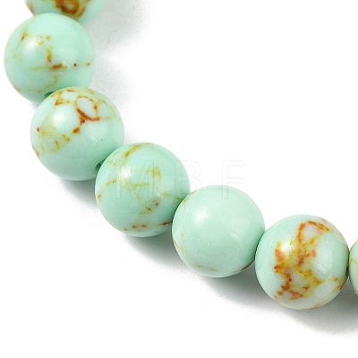 Synthetic Turquoise Beaded Stretch Bracelet BJEW-P208-08-8MM-01-1