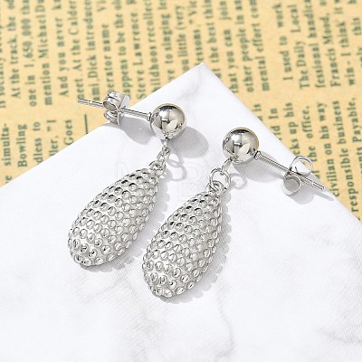 304 Stainless Steel Teardrop Dangle Stud Earrings for Women EJEW-A119-16P-1