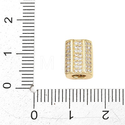 Column Brass Clear Cubic Zirconia European Beads KK-D258-19G-1