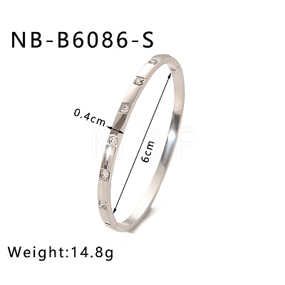 304 Stainless Steel Pave Cubic Zirconia Bangles FS-WG09E60-30-1