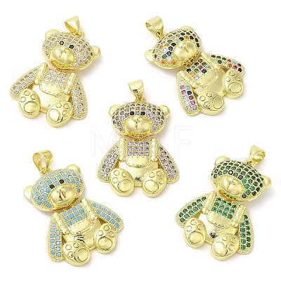 Brass with Cubic Zirconia Pendants KK-K340-01G-1