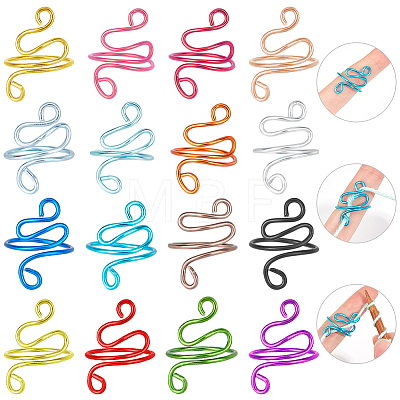 16Pcs 16 Colors Aluminu Cuff Rings RJEW-BC00001-1