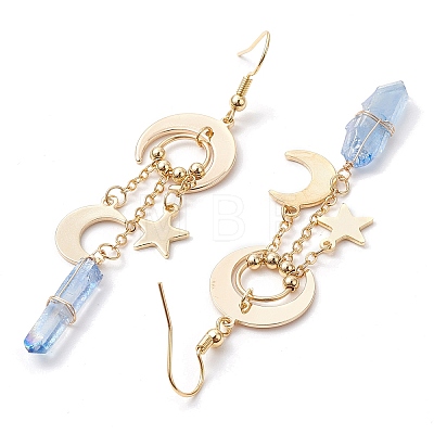Dyed Natural Quartz Crystal Pendants Earrings EJEW-TA00424-1