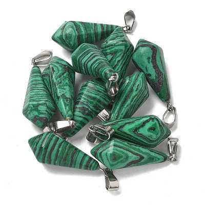 Synthetic Malachite Pointed Pendants G-B127-15P-06-1