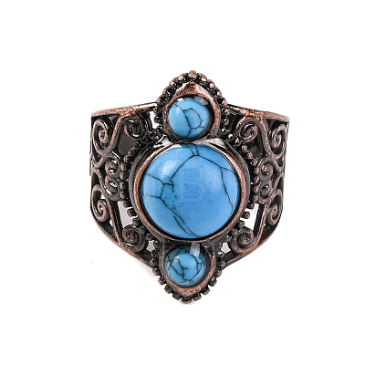 Synthetic Turquoise Retro Finger Rings RJEW-B067-01R-22-1