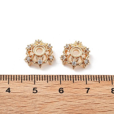 Brass Micro Pave Clear Cubic Zirconia Bead Caps KK-R216-03KCG-02-1