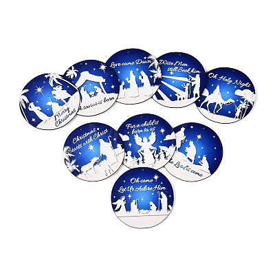 18Pcs Christmas UV Single Face Printed Wood Pendant Decorations WOOD-N020-46-1