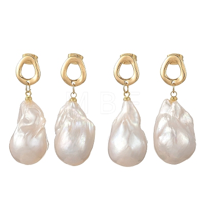 Natural Baroque Pearl Keshi Pearl Dangle Earrings EJEW-JE07499-1