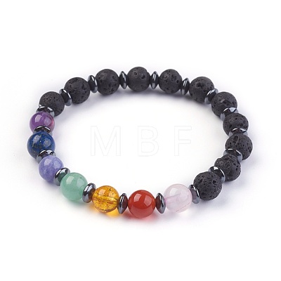 Natural Mixed Stone Stretch Bracelets X-BJEW-JB03945-02-1