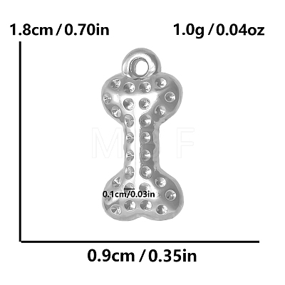 304 Stainless Steel Cartoon Dog Bone Pendant Rhinestone Settings PW-WGEB7DB-01-1