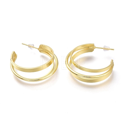 Brass Half Hoop Earrings EJEW-H104-15G-1