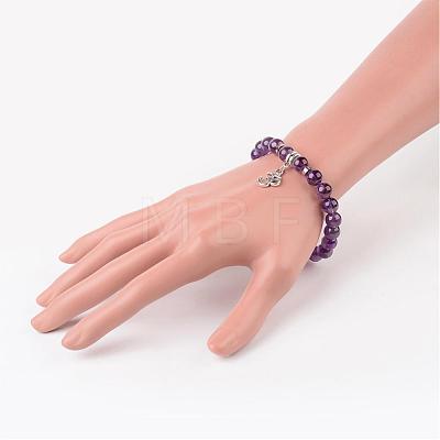 Alloy Om Symbol Charm Bracelets BJEW-JB02377-1