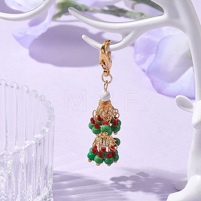 Glass Seed Bead Pendant Decorations HJEW-MZ00057-02-1