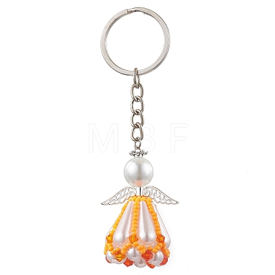 Glass Seed Bead with Acrylic Angel Keychain KEYC-MZ00026-02-1