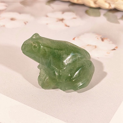 Natural Green Aventurine Carved Healing Frog Figurines PW-WG57592-06-1