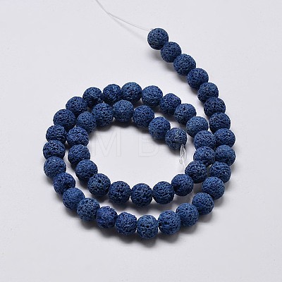 Natural Lava Rock Round Bead Strands G-I124-8mm-11-1