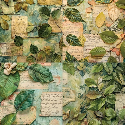 24Pcs 12 Styles Leaf Scrapbook Paper Pad PW-WG0560D-01-1