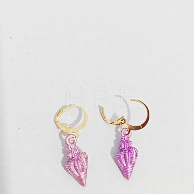 Ocean Theme Alloy Enamel Conch Leverback Earrings FS-WG4EEAF-05-1
