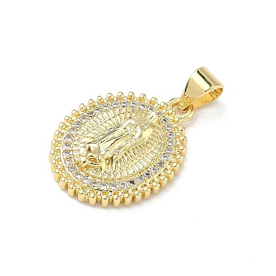 Brass Micro Pave Clear Cubic Zirconia Pendants KK-P350-06A-G-1