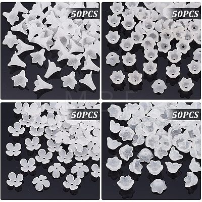 200Pcs 4 Style Spray Painted Glass Beads & Acrylic Beads Caps DIY-HY0001-10-1