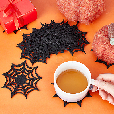 Spider Web Shape Felt Hot Pads for Halloween AJEW-WH0368-09-1