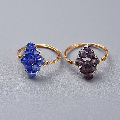 Handmade Transparent Glass Rings RJEW-JR00270-1
